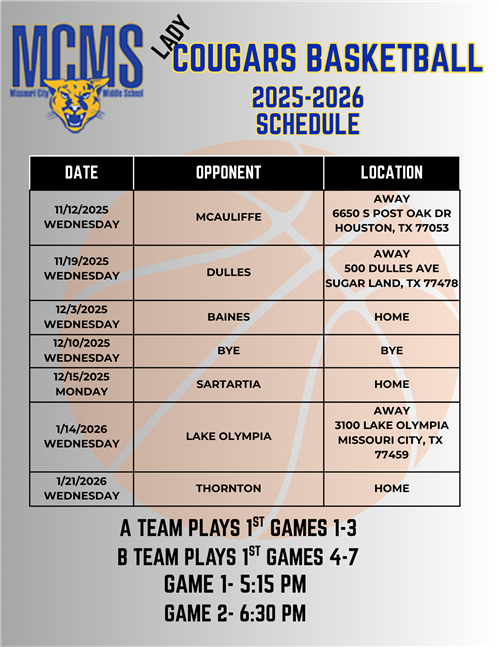  Girls Basketball Schedule